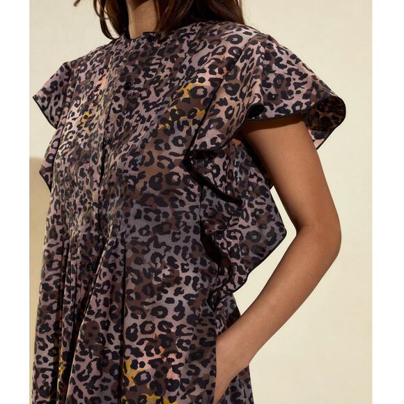 Cynthia Rowley Malta Kaftan Leopard Maxi Dress Size Medium NWT - Picture 5 of 16